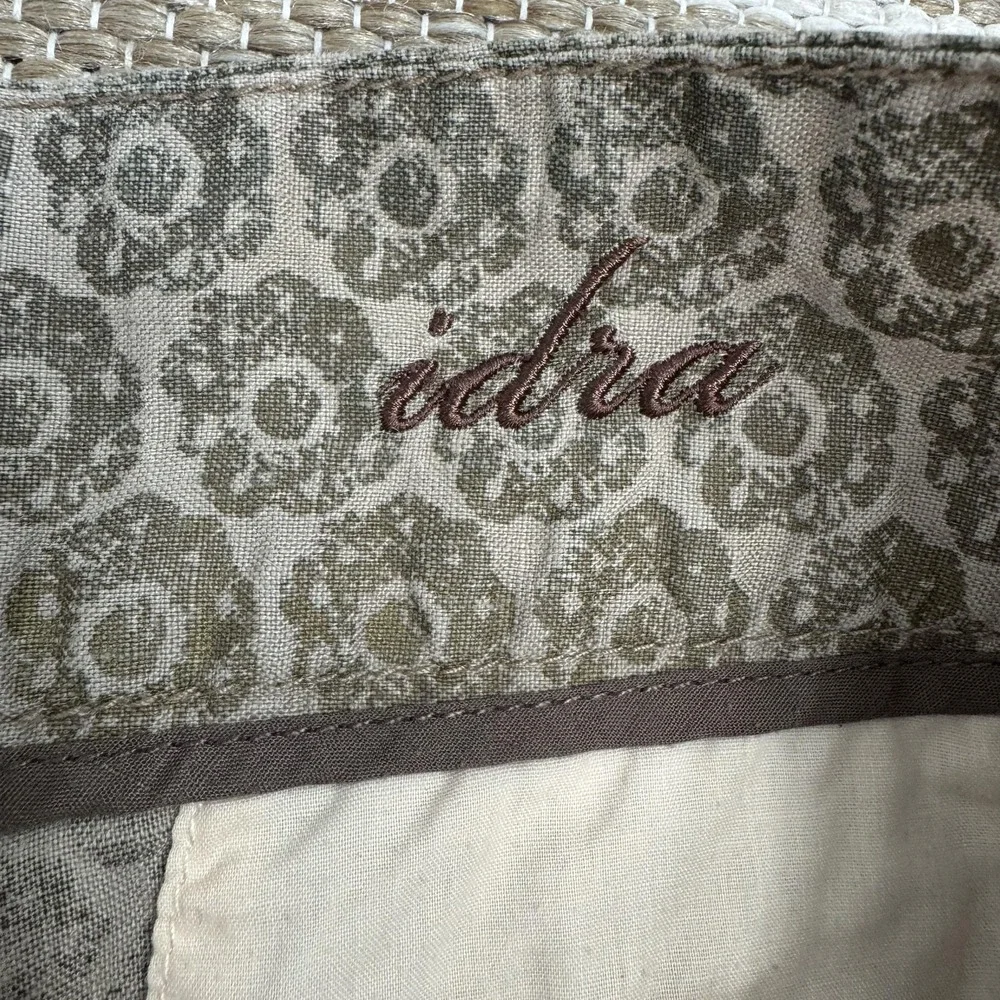 Anthropologie Idra Linen‎ Walking Shorts Women's 8 Beige Floral Vacation Summer